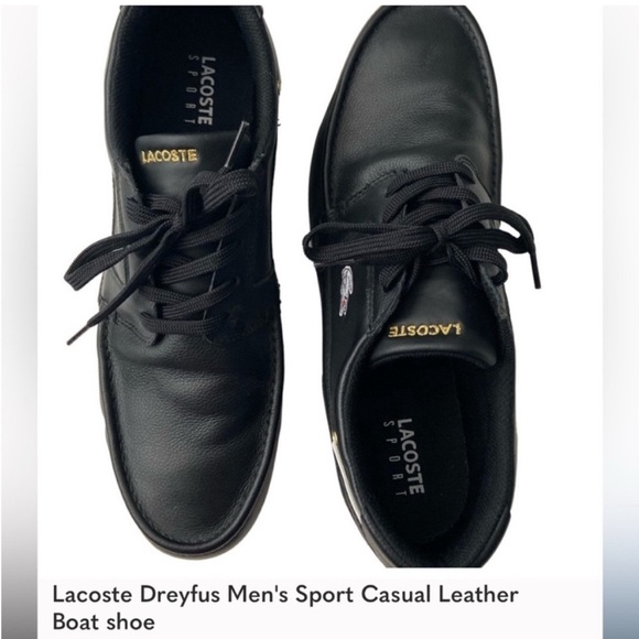 Lacoste Dreyfus AP black leather w/white trim men size 9 - Picture 6 of 7